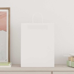 Sacs en papier 250 pcs avec poignées blanc 32x12x42 cm 569659569659