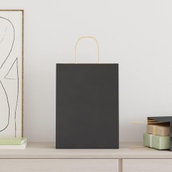 Sacs en papier 250 pcs avec poignées noir 26x12x35 cm 569660569660