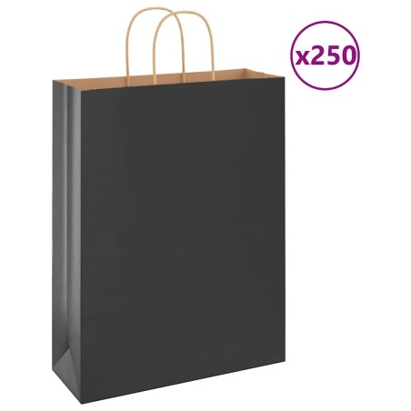Sacs en papier 250 pcs avec poignées noir 32x12x42 cm 569661569661