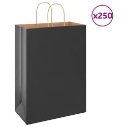 Sacs en papier 250 pcs avec poignées noir 32x17x44 cm 569662569662