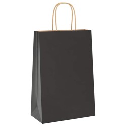 Sacs en papier 250 pcs avec poignées noir 21x11x31 cm 569663569663
