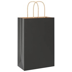 Sacs en papier 250 pcs avec poignées noir 21x11x31 cm 569663569663