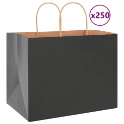 Sacs en papier 250 pcs avec poignées noir 32x22x24 cm 569664569664