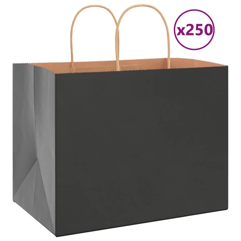 Sacs en papier 250 pcs avec poignées noir 32x22x24 cm 569664569664