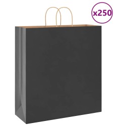 Sacs en papier 250 pcs avec poignées noir 45x17x48 cm 569665569665