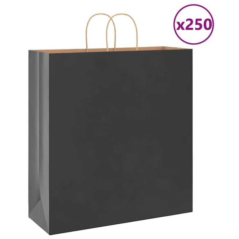Sacs en papier 250 pcs avec poignées noir 45x17x48 cm 569665569665