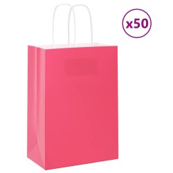 Sacs en papier 50 pcs avec poignées rose 15x8x21 cm 569666569666