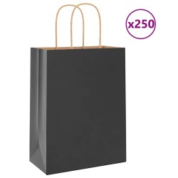 Sacs en papier 250 pcs avec poignées noir 21x11x28 cm 569669569669