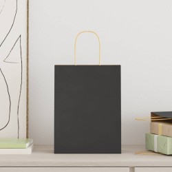 Sacs en papier 250 pcs avec poignées noir 21x11x28 cm 569669569669
