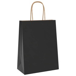 Sacs en papier 250 pcs avec poignées noir 21x11x28 cm 569669569669