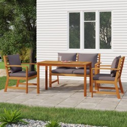 Ensemble à manger de jardin 4 pcs coussins Bois acacia 569673569673