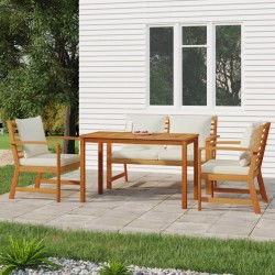Ensemble à manger de jardin 4 pcs coussins Bois acacia 569674569674