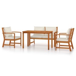 Ensemble à manger de jardin 4 pcs coussins Bois acacia 569674569674
