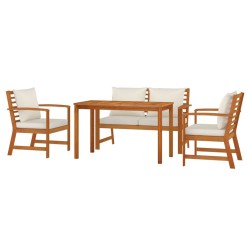 Ensemble à manger de jardin 4 pcs coussins Bois acacia 569674569674