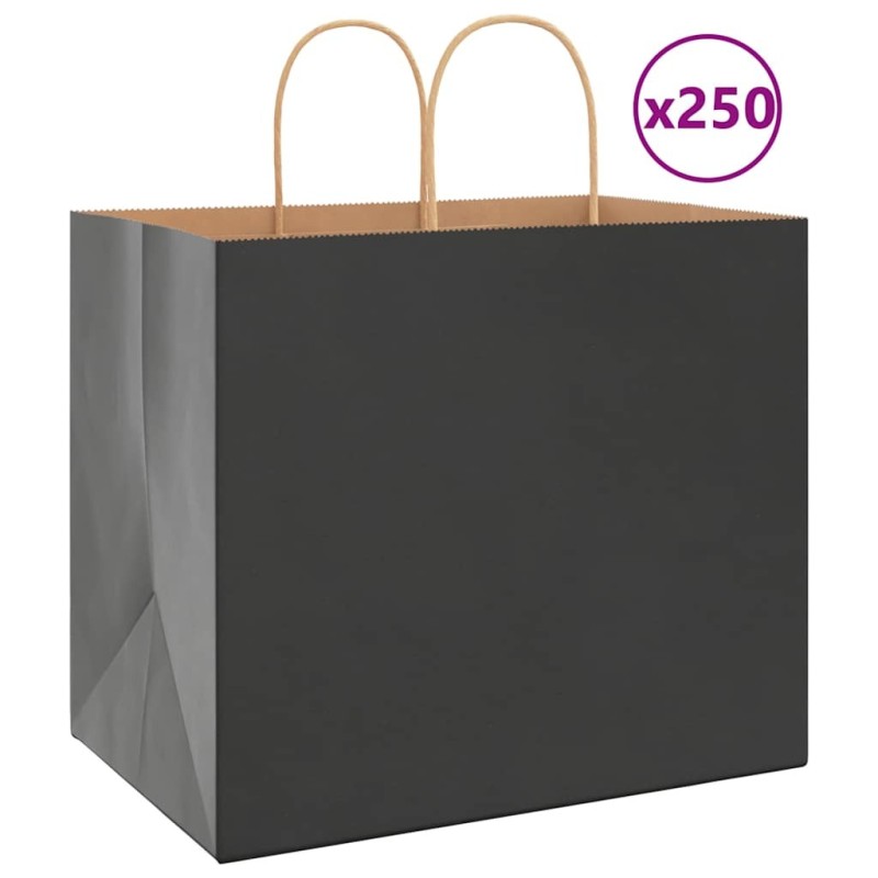 Sacs en papier 250 pcs avec poignées noir 32x22x28 cm 569682569682
