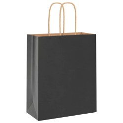 Sacs en papier 250 pcs avec poignées noir 18x8x22 cm 569683569683