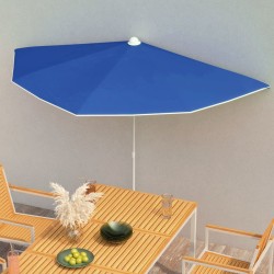 Demi-parasol de jardin avec mât 180x90 cm bleu azuré 569684569684