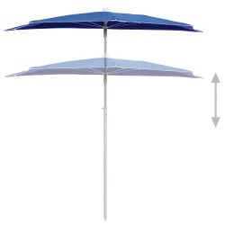 Demi-parasol de jardin avec mât 180x90 cm bleu azuré 569684569684