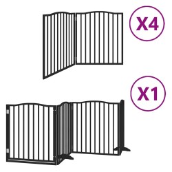 Barrière pour chien porte pliable 12panneaux noir bois peuplier 569686569686