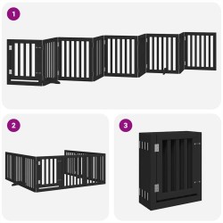 Barrière pour chien porte pliable 9 panneaux noir bois peuplier 569687569687