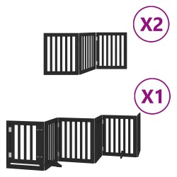 Barrière pour chien porte pliable 12panneaux noir bois peuplier 569688569688