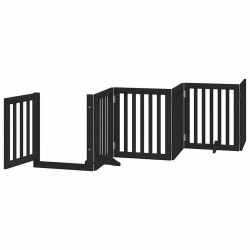 Barrière pour chien porte pliable 12panneaux noir bois peuplier 569688569688