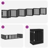 Barrière pour chien porte pliable 12panneaux noir bois peuplier 569688569688