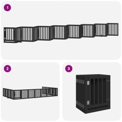 Barrière pour chien porte pliable 15panneaux noir bois peuplier 569689569689