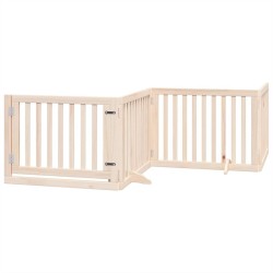 Barrière pour chien porte pliable 8 panneaux bois de peuplier 569690569690