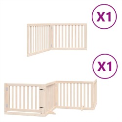 Barrière pour chien avec porte pliable 6 panneaux bois peuplier 569692569692