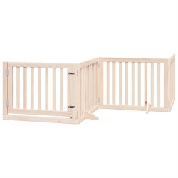 Barrière pour chien avec porte pliable 6 panneaux bois peuplier 569692569692