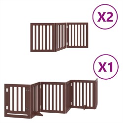 Barrière pour chien porte pliable 12 panneaux bois de peuplier 569694569694