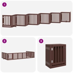 Barrière pour chien porte pliable 12 panneaux bois de peuplier 569694569694