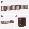 Barrière pour chien porte pliable 12 panneaux bois de peuplier 569694569694