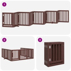 Barrière pour chien porte pliable 9 panneaux bois de peuplier 569695569695