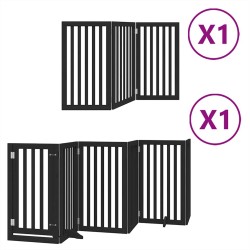 Barrière pour chien porte pliable 9 panneaux noir bois peuplier 569696569696