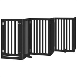 Barrière pour chien porte pliable 9 panneaux noir bois peuplier 569696569696