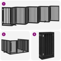 Barrière pour chien porte pliable 9 panneaux noir bois peuplier 569696569696