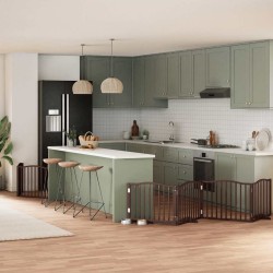 Barrière pour chien avec porte pliable 6 panneaux bois peuplier 569697569697
