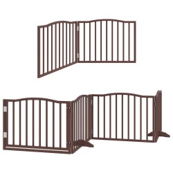 Barrière pour chien avec porte pliable 6 panneaux bois peuplier 569697569697