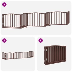 Barrière pour chien avec porte pliable 6 panneaux bois peuplier 569697569697