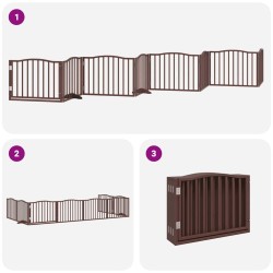 Barrière pour chien porte pliable 8 panneaux bois de peuplier 569698569698