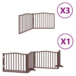 Barrière pour chien porte pliable 10 panneaux bois de peuplier 569699569699