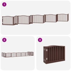 Barrière pour chien porte pliable 10 panneaux bois de peuplier 569699569699