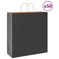 Sacs en papier 50 pcs avec poignées noir 45x17x48 cm 569704569704