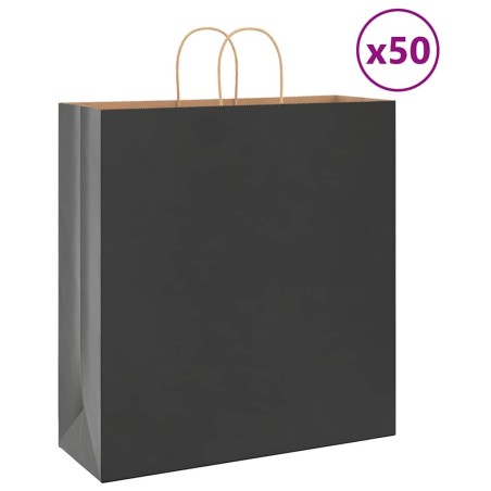 Sacs en papier 50 pcs avec poignées noir 45x17x48 cm 569704569704