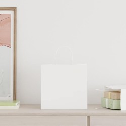 Sacs en papier 50 pcs avec poignées blanc 26x17x25 cm 569705569705