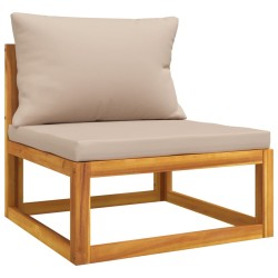 Salon de jardin 5 pcs avec coussins taupe bois massif 569713569713