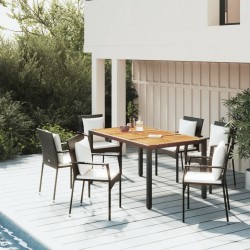 Ensemble à manger de jardin coussins 5pcs Noir Résine tressée 569714569714