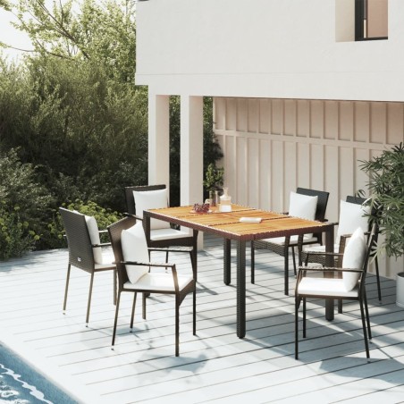 Ensemble à manger de jardin coussins 5pcs Noir Résine tressée 569714569714